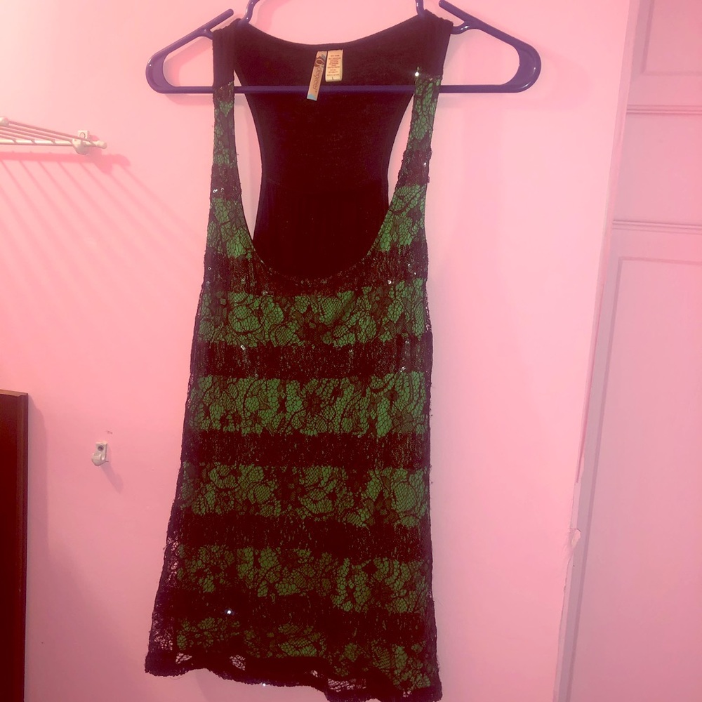 Sequin Lace Tank Top